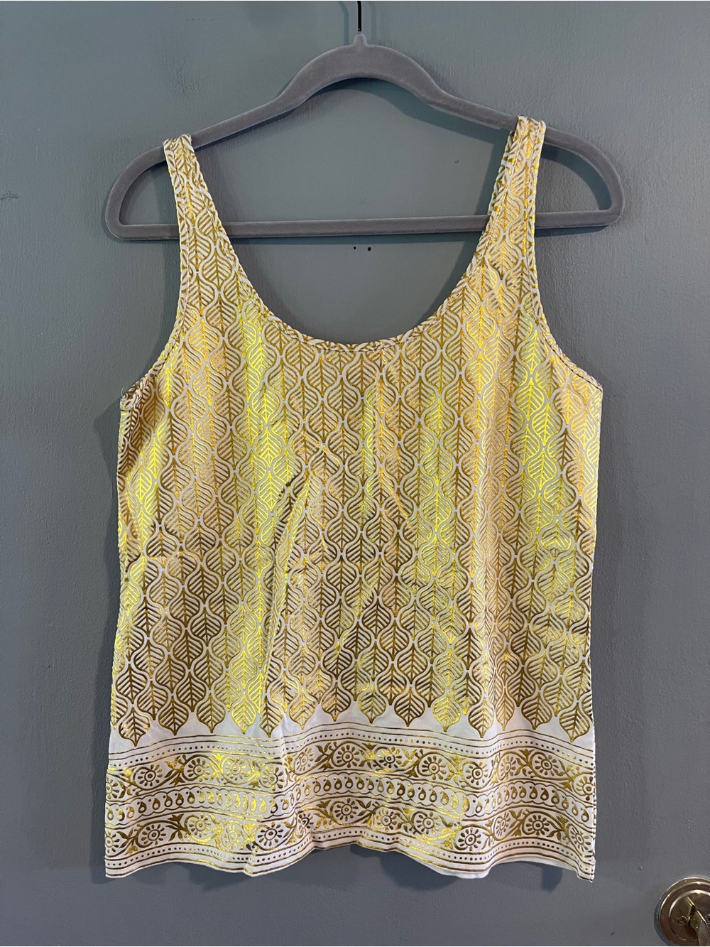 Tory Burch White & Gold Metallic leaf print tank Size S - Picture 4 of 7